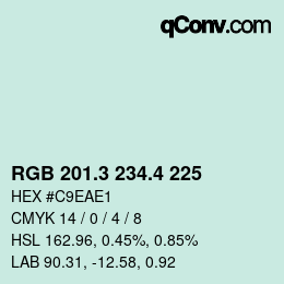 カラーコード: RGB 201.3 234.4 225 | qconv.com