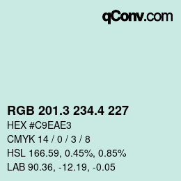 カラーコード: RGB 201.3 234.4 227 | qconv.com
