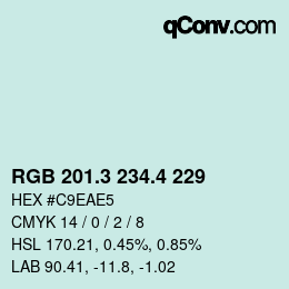 カラーコード: RGB 201.3 234.4 229 | qconv.com