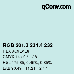 カラーコード: RGB 201.3 234.4 232 | qconv.com
