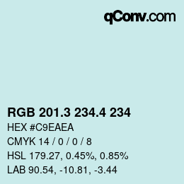カラーコード: RGB 201.3 234.4 234 | qconv.com