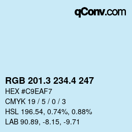カラーコード: RGB 201.3 234.4 247 | qconv.com
