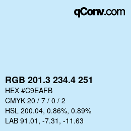 カラーコード: RGB 201.3 234.4 251 | qconv.com