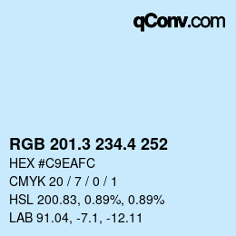 カラーコード: RGB 201.3 234.4 252 | qconv.com