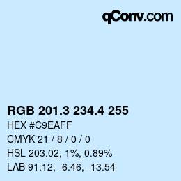 カラーコード: RGB 201.3 234.4 255 | qconv.com