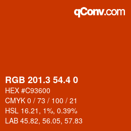 カラーコード: RGB 201.3 54.4 0 | qconv.com