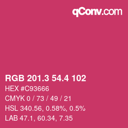 カラーコード: RGB 201.3 54.4 102 | qconv.com