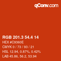 カラーコード: RGB 201.3 54.4 14 | qconv.com