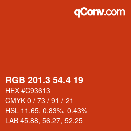 カラーコード: RGB 201.3 54.4 19 | qconv.com