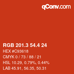 カラーコード: RGB 201.3 54.4 24 | qconv.com