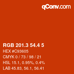 カラーコード: RGB 201.3 54.4 5 | qconv.com