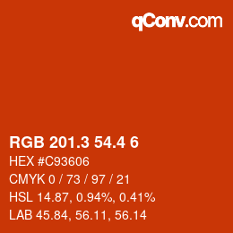 カラーコード: RGB 201.3 54.4 6 | qconv.com