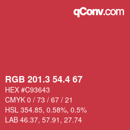 カラーコード: RGB 201.3 54.4 67 | qconv.com