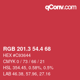 カラーコード: RGB 201.3 54.4 68 | qconv.com