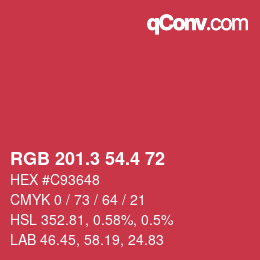 カラーコード: RGB 201.3 54.4 72 | qconv.com