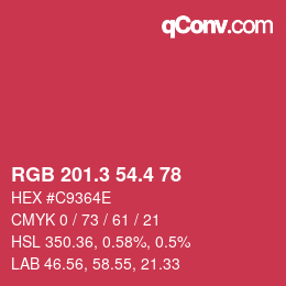 カラーコード: RGB 201.3 54.4 78 | qconv.com