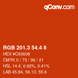カラーコード: RGB 201.3 54.4 8 | qconv.com
