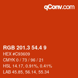 カラーコード: RGB 201.3 54.4 9 | qconv.com