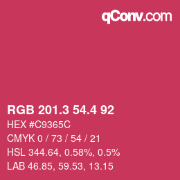 カラーコード: RGB 201.3 54.4 92 | qconv.com