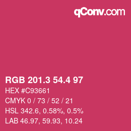 カラーコード: RGB 201.3 54.4 97 | qconv.com