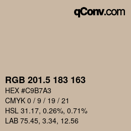 Color code: RGB 201.5 183 163 | qconv.com
