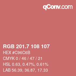 カラーコード: RGB 201.7 108 107 | qconv.com