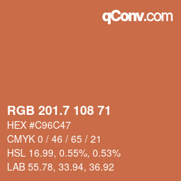 カラーコード: RGB 201.7 108 71 | qconv.com