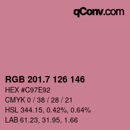 カラーコード: RGB 201.7 126 146 | qconv.com