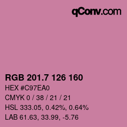 カラーコード: RGB 201.7 126 160 | qconv.com