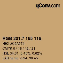 カラーコード: RGB 201.7 165 116 | qconv.com