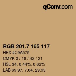 カラーコード: RGB 201.7 165 117 | qconv.com