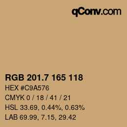 カラーコード: RGB 201.7 165 118 | qconv.com