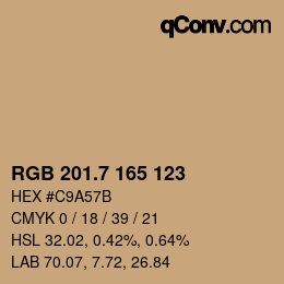 カラーコード: RGB 201.7 165 123 | qconv.com