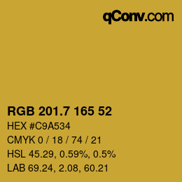 カラーコード: RGB 201.7 165 52 | qconv.com