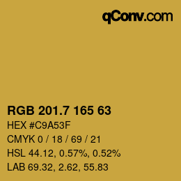 カラーコード: RGB 201.7 165 63 | qconv.com