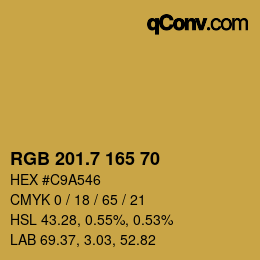 カラーコード: RGB 201.7 165 70 | qconv.com