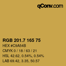 カラーコード: RGB 201.7 165 75 | qconv.com