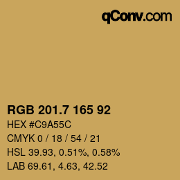 カラーコード: RGB 201.7 165 92 | qconv.com