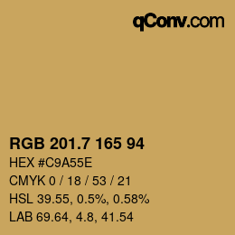 カラーコード: RGB 201.7 165 94 | qconv.com