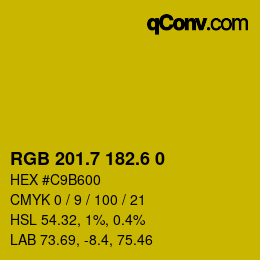 カラーコード: RGB 201.7 182.6 0 | qconv.com