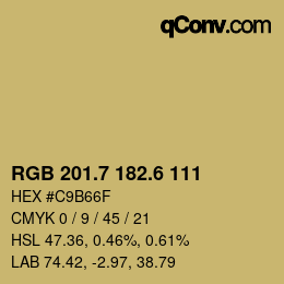 カラーコード: RGB 201.7 182.6 111 | qconv.com