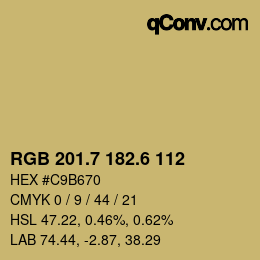 カラーコード: RGB 201.7 182.6 112 | qconv.com