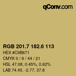 カラーコード: RGB 201.7 182.6 113 | qconv.com
