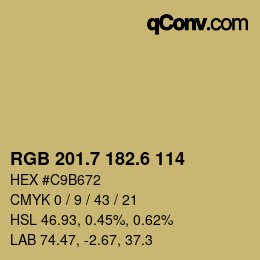 カラーコード: RGB 201.7 182.6 114 | qconv.com