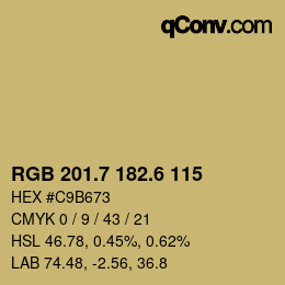 カラーコード: RGB 201.7 182.6 115 | qconv.com
