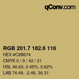 カラーコード: RGB 201.7 182.6 116 | qconv.com
