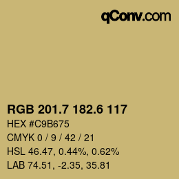 カラーコード: RGB 201.7 182.6 117 | qconv.com