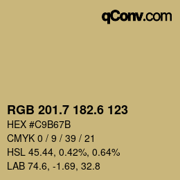 カラーコード: RGB 201.7 182.6 123 | qconv.com