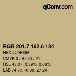 カラーコード: RGB 201.7 182.6 134 | qconv.com