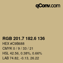 カラーコード: RGB 201.7 182.6 136 | qconv.com